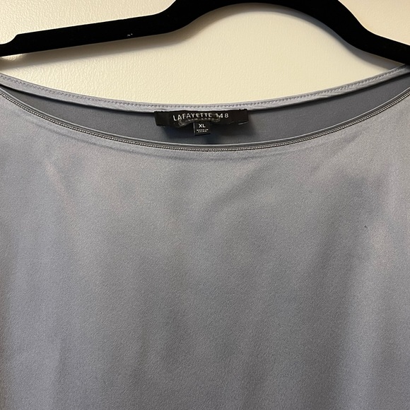 Lafayette 148 New York Woman Abbot Dolman Artistry Sleeve Blouse Vision Blue XL - Picture 4 of 5